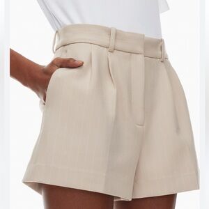 Babaton pleated mini short 6 High Waist Cream Shorts
